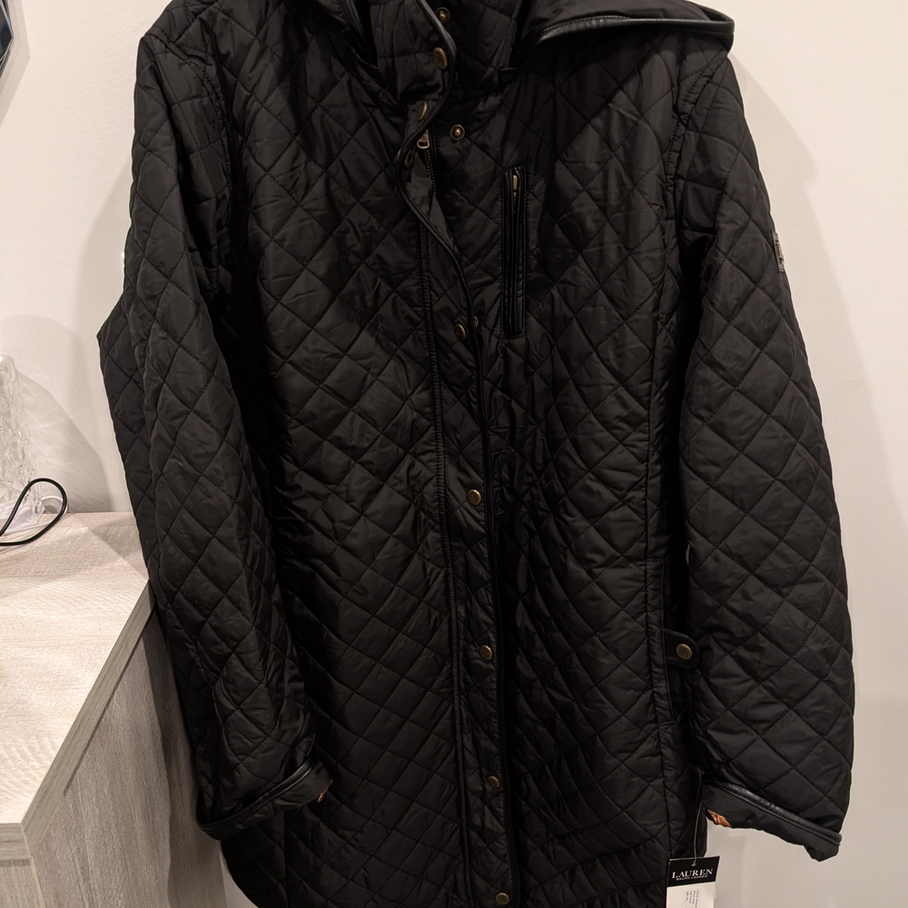 Ralph Lauren Black Quilted Jacket (removable hood)